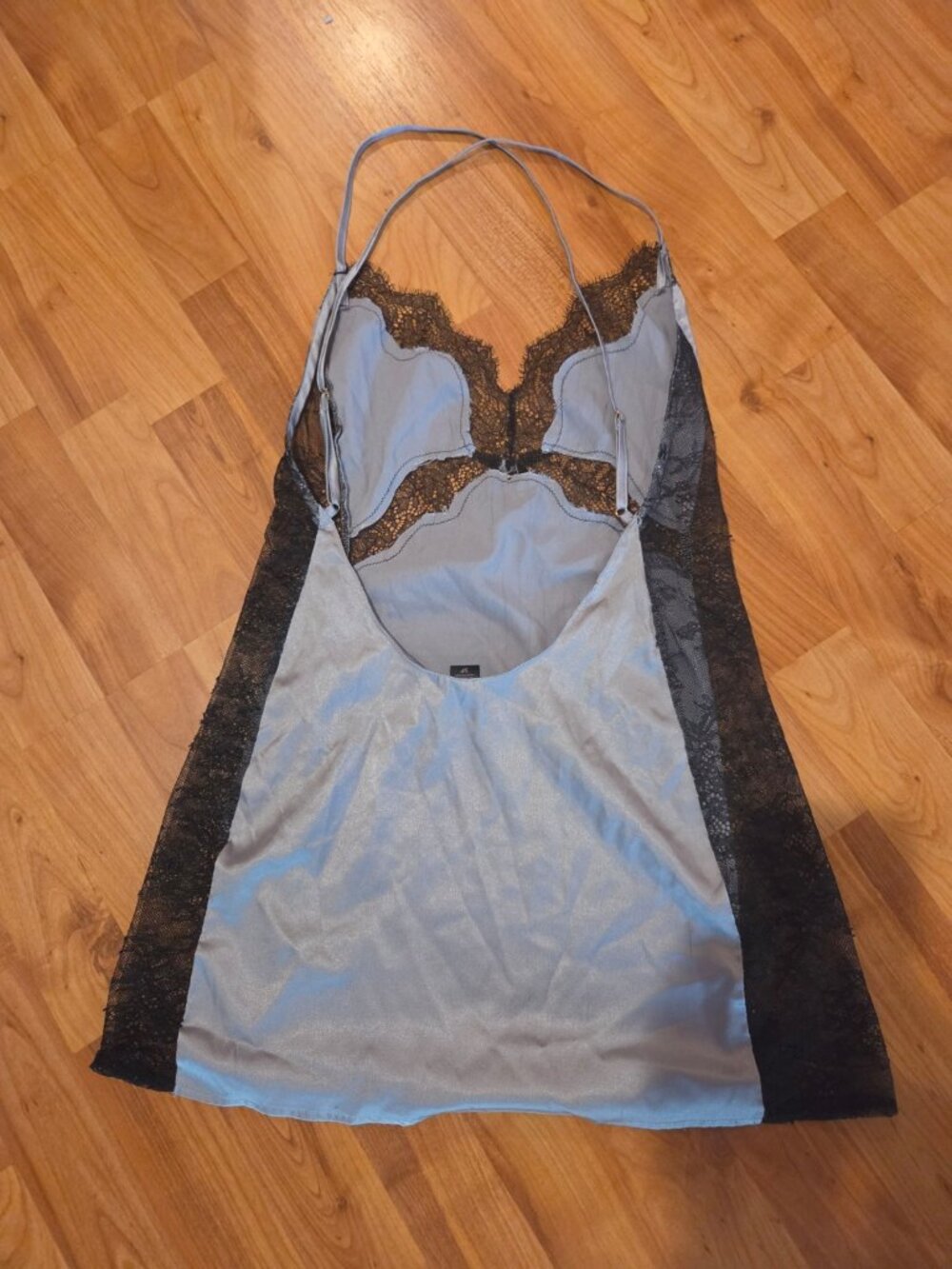 Victoria’s Secret Silver Gray Black Lace Chemise Slip Nightgown S - Picture 3 of 4